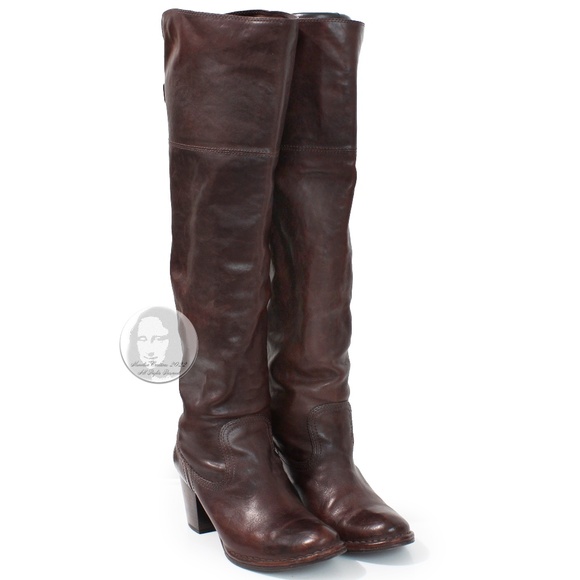 Frye Shoes Frye Lucinda Slouch Boots Dark Brown Leather Otk Over